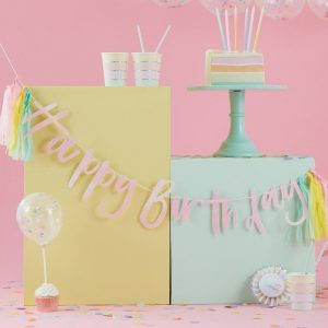 happy birthday bunting pastel