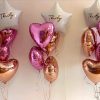 pink, rose gold and white foil balloon bunches