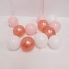 pink rose gold and white floor balloons