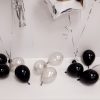 silver and black mini balloons