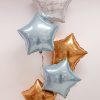 blue, gold, white foil balloon bunch of 5