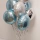 personalised balloon bunches blue, white