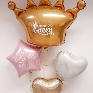 personalised birthday queen balloon package gold crown