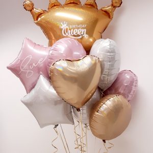 personalised birthday queen crown balloon bunch