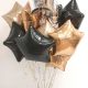 personalised large balloon bunches gold, silver, black