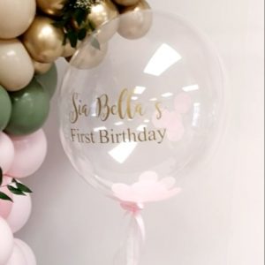 personalised pink confetti bubble balloon