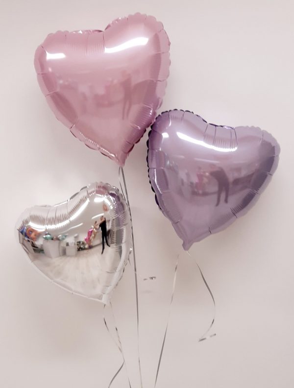 pink lilac and sliver balloon bunch of 3 balloons