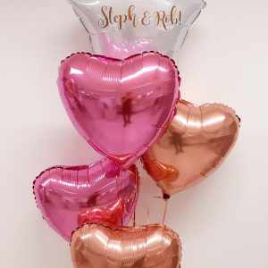 pink rose goil balloon bunches
