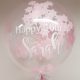 confetti bubble balloon pink and white stars