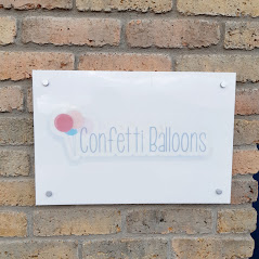 confetti balloons signage