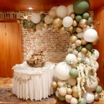 neutral half balloon arch wedding