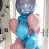 gender reveal balloon bunch with personalised orb