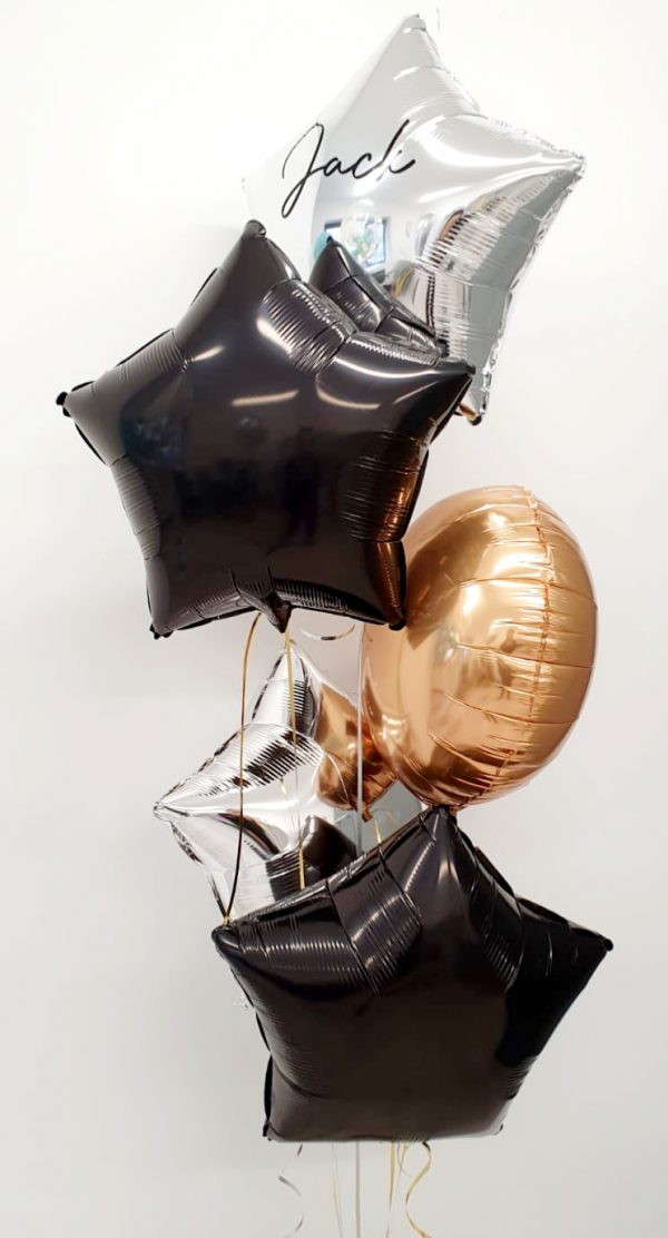 SILVER, BLACK AND GOLD BALLOON BUNCH