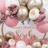 Pink white gold balloon hoop close up