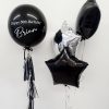 black orb balloon and balloon bunch