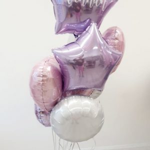 lilac, white and pink balloon bunch