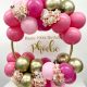pink mix and gold balloon hoop personalised