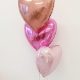 rose gold, bright pink and pastel pink heart balloon bunch