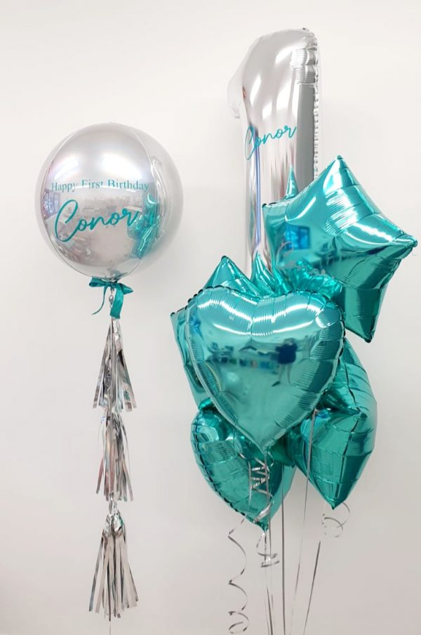 silver orb balloon personalised