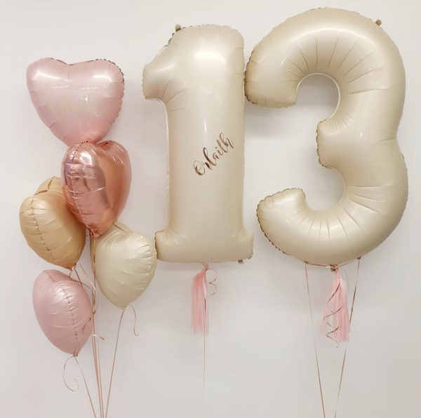 cream balloon numbers