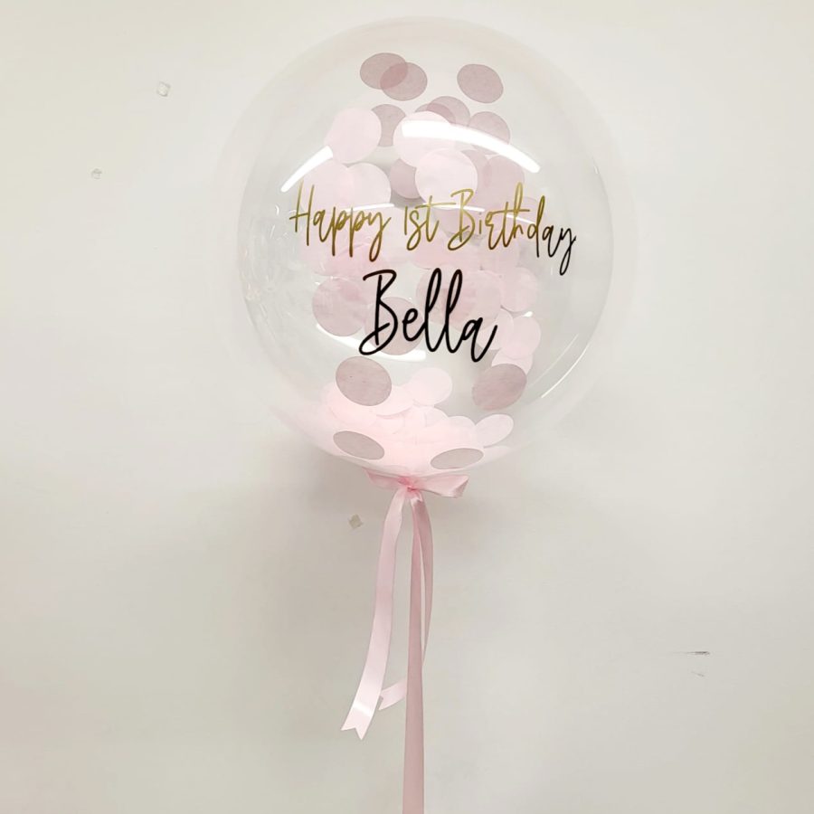 Personalised Pink Confetti Bubble Balloon - Confetti Balloons