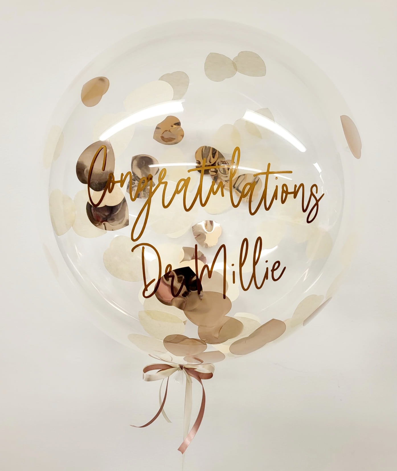 Personalised Rose Gold & Ivory Confetti Bubble Balloon