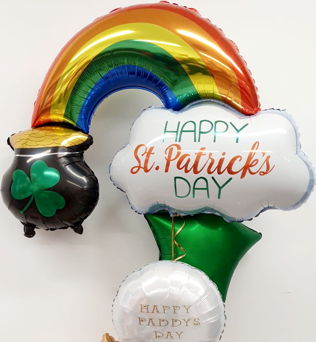 St. Patricks Day Rainbow Pot of Gold Balloon Bunch