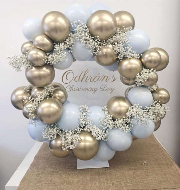 Dusty Blue & Gold Balloon Hoop
