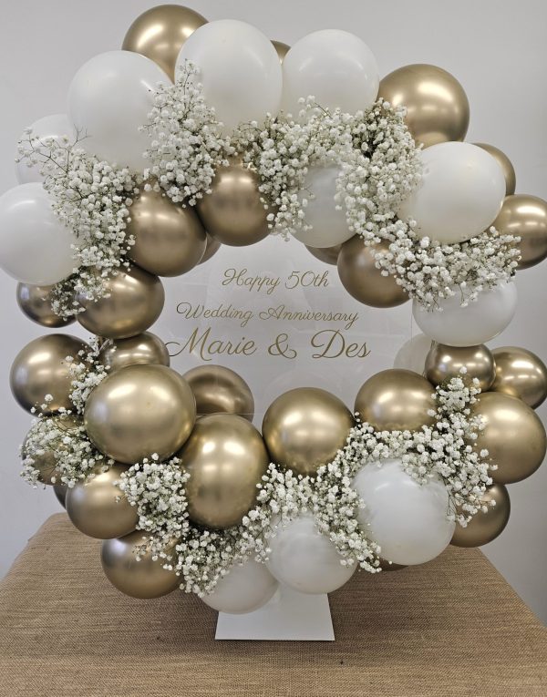 Gold & White balloon hoop