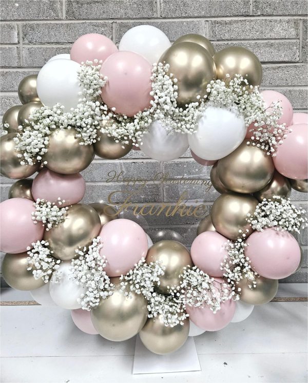 Pink, White & Gold Balloon Hoop
